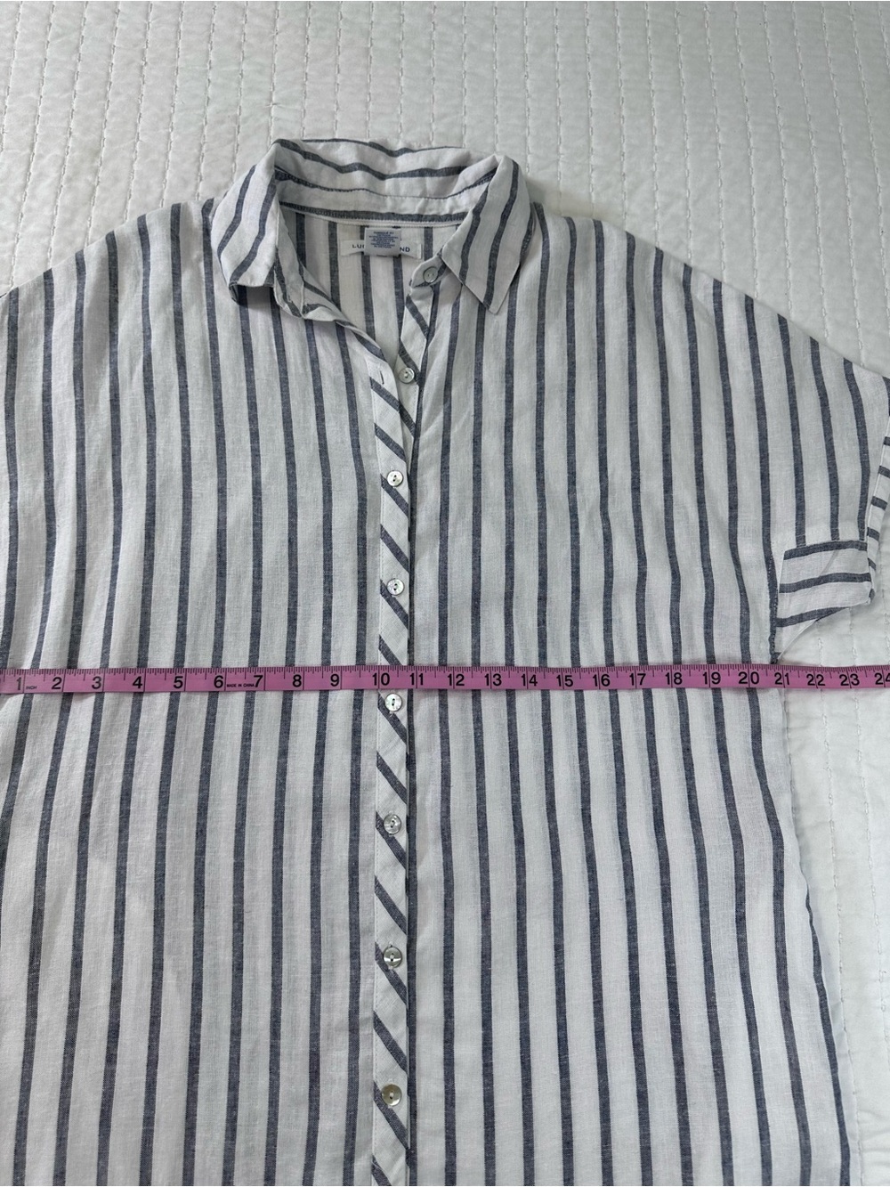 Lucky Brand White and Gray Striped Button Down Linen Blend Maxi Shirt Dress Sz M - Picture 7 of 13